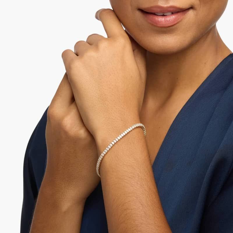 7 " Oval Cut Lab Grown Diamond Tennis Bracelet In 14K Yellow Gold (5 Ct. tw. - F-G / VS2-SI1)