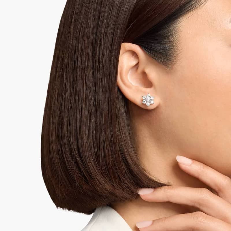 Fleur Diamond Stud Earrings in 18k White Gold (1 1/2 ct. tw.)