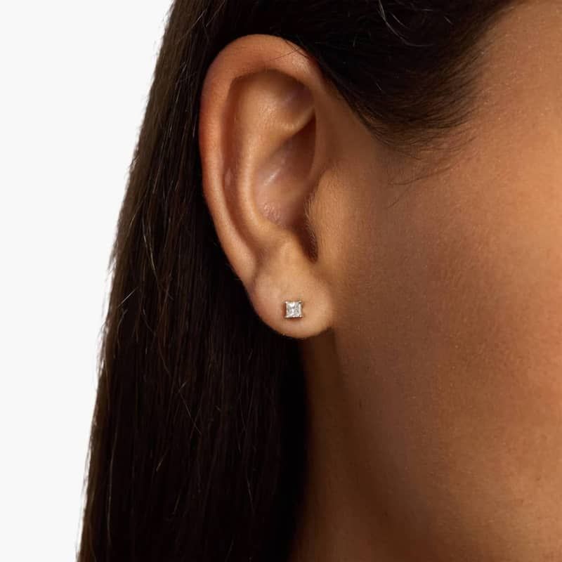 Princess Cut Lab-Grown Diamond Princess Cut Stud Earrings in 14k White Gold (1/4 Ct. tw. - F-G / VS2-SI1)