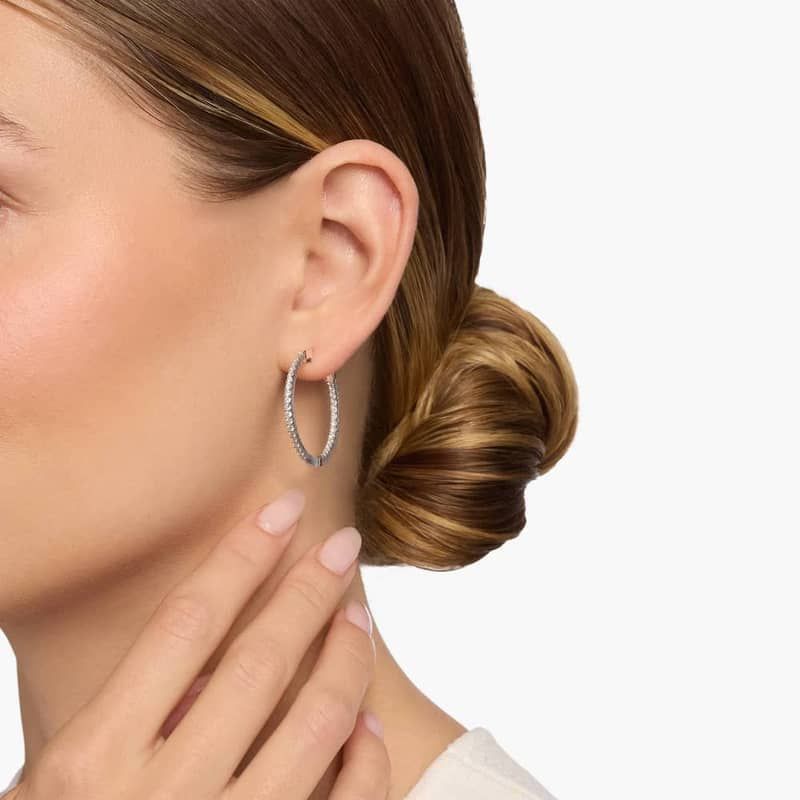 Diamond Eternity Hoop Earrings in 14k White Gold- I/I1 (1 ct. tw.)