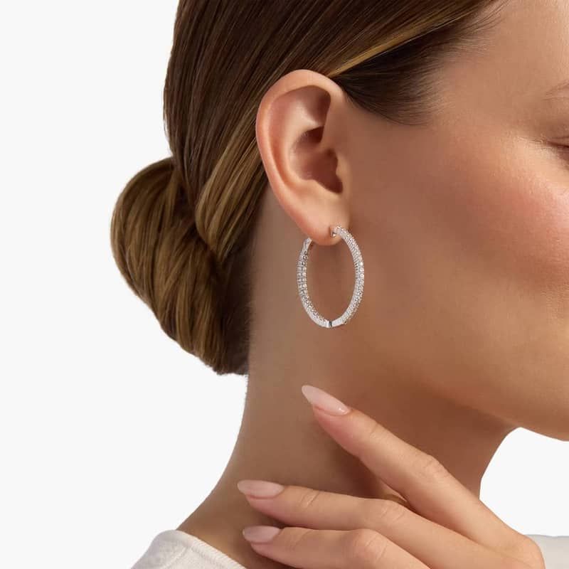 Diamond Eternity Hoop Earrings in 14k White Gold- I/I1 (2 ct. tw.)