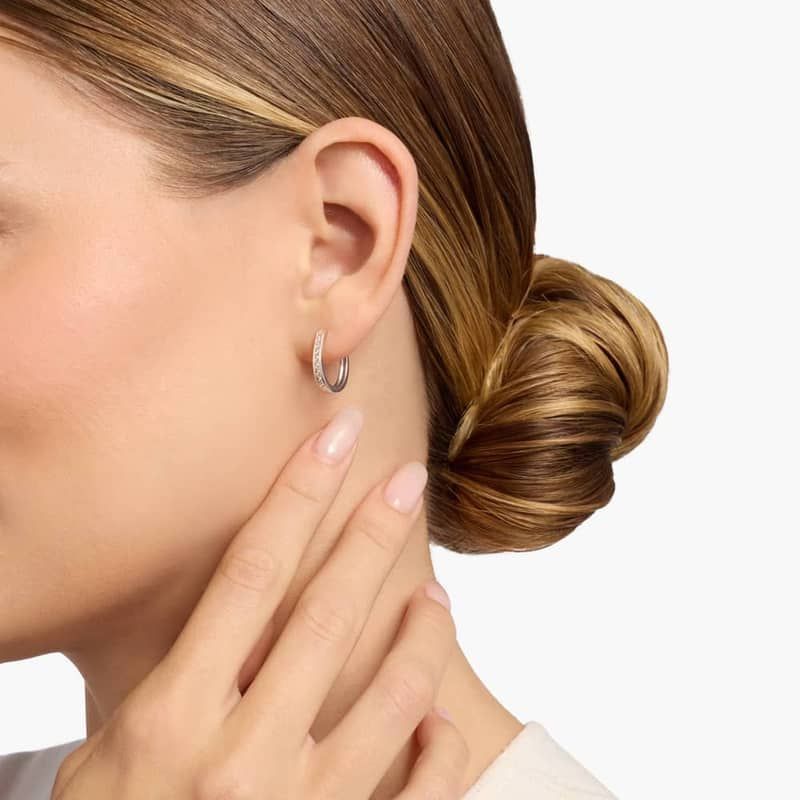 Oval Channel Set Hoop Earrings in 14k White Gold (1/4 ct. tw.)