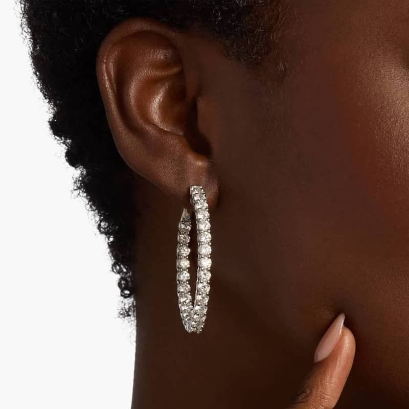 Luna Diamond Inside Out Hoop Earrings in 18k White Gold (10 ct. tw.)- G/SI