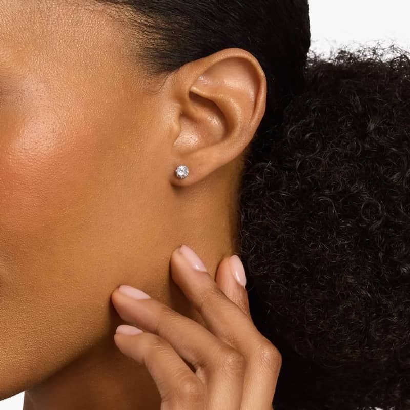 Round Hidden Halo Diamond Stud Earrings in 14k White Gold (1/2 ct. tw.)