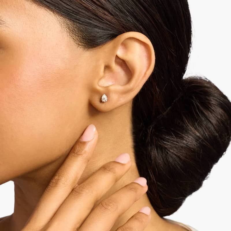 Pear Hidden Halo Stud Earrings in 14k White Gold (1/2 ct. tw.)