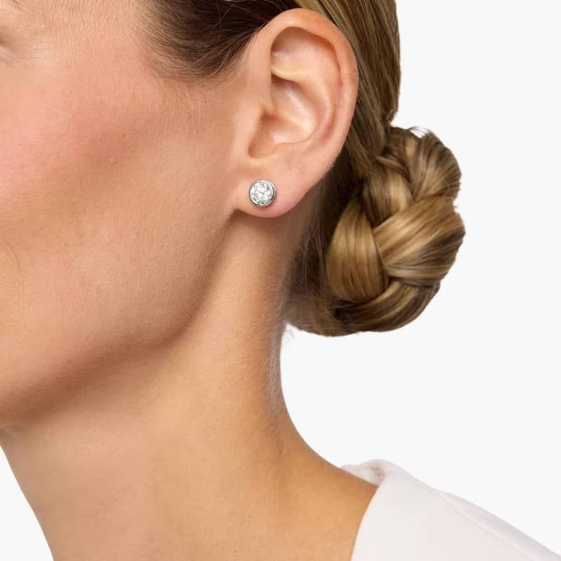 Bezel Set Lab-Grown Diamond Stud Earrings In 14K White Gold (2 Ct. tw. - F-G / VS2-SI1)