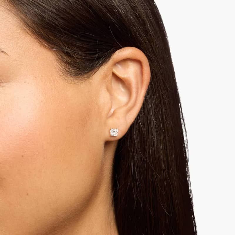 Cushion Cut Lab-Grown Diamond Stud Earrings In 14K White Gold (1 Ct. tw. - F-G / VS2-SI1)