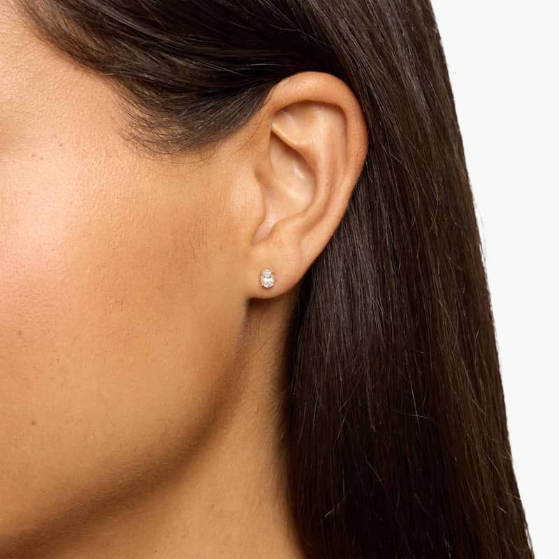 Oval Cut Diamond Stud Earrings In 14K Yellow Gold (1/2 Ct. tw. - H-I / SI1-SI2)