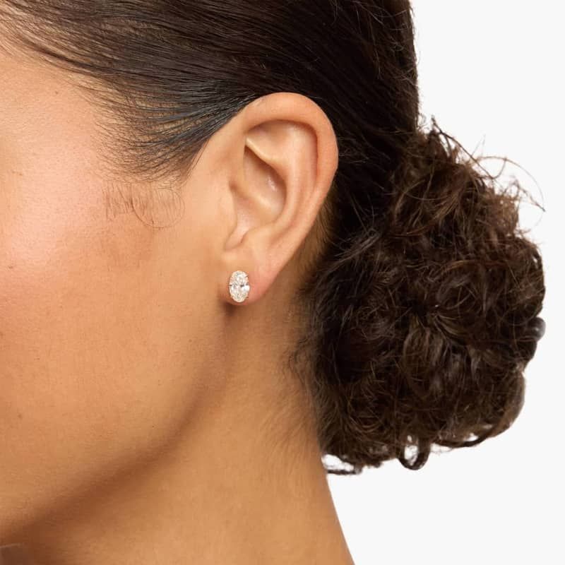 Oval Cut Lab-Grown Diamond Stud Earrings In 14K Yellow Gold (2 Ct. tw. - F-G / VS2-SI1)