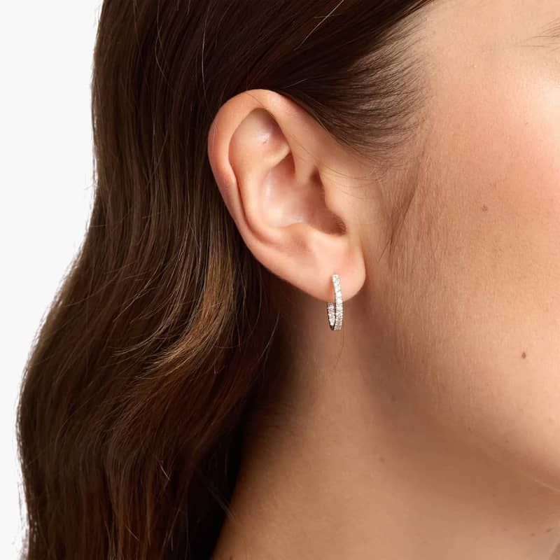 Inside Out Lab Grown Diamond Round Hoops, 1/2 Inch Diameter In 14K White Gold (1/2 Ct. tw. - F-G / VS2-SI1)