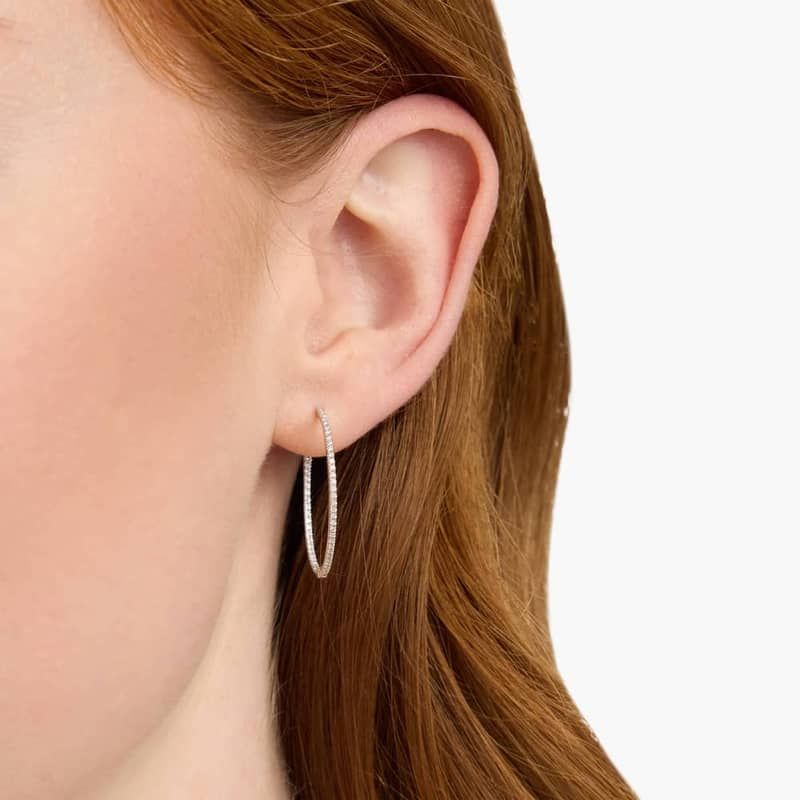 Inside Out Lab Grown Diamond Round Hoops, 1 Inch Diameter In 14K White Gold (1/2 Ct. tw. - F-G / VS2-SI1)