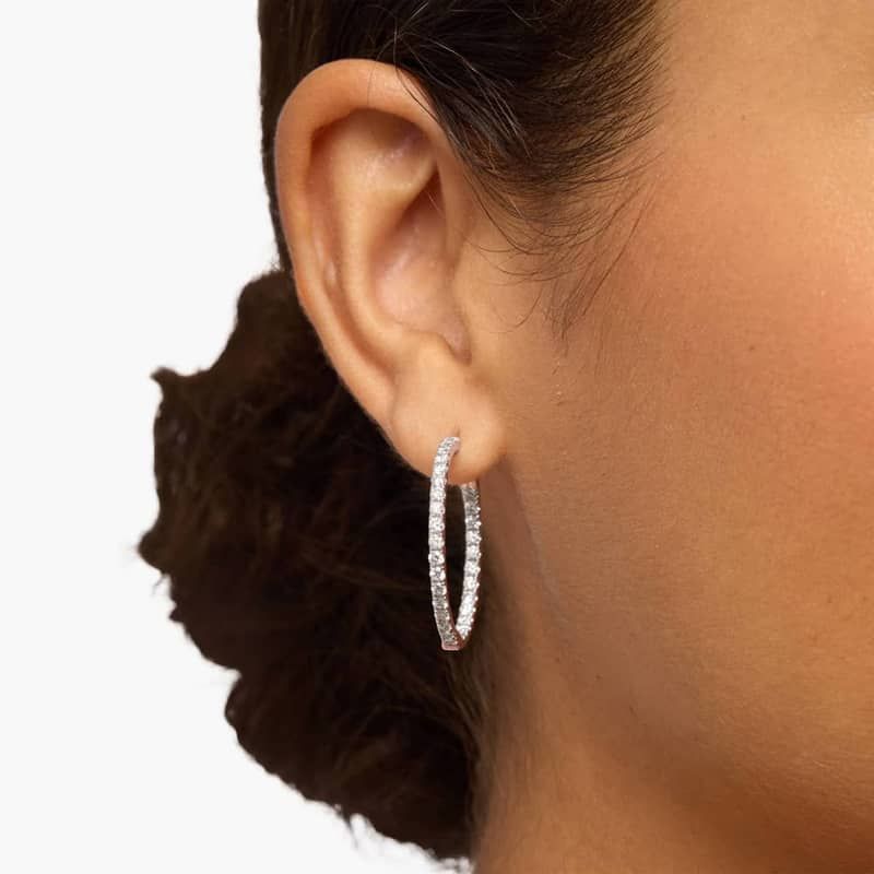 Inside Out Lab Grown Diamond Round Hoops, 1 Inch Diameter In 14K Yellow Gold (2 Ct. tw. - F-G / VS2-SI1)