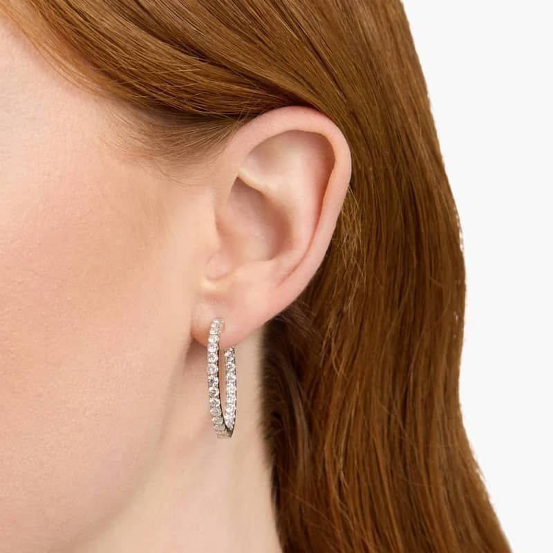 Inside Out Lab Grown Diamond Round Hoops, 1 Inch Diameter In 14K White Gold (3 Ct. tw. - F-G / VS2-SI1)