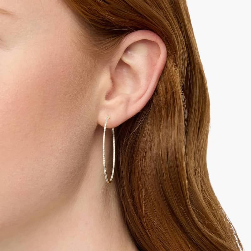 Inside Out Lab Grown Diamond Round Hoops, 1 1/2 Inch Diameter In 14K Yellow Gold (1/2 Ct. tw. - F-G / VS2-SI1)
