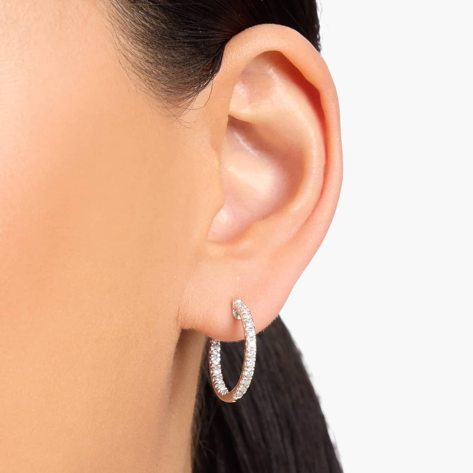 Riviera Diamond Inside Out Hoop Earrings in 14K White Gold (1 Ct. Tw.)