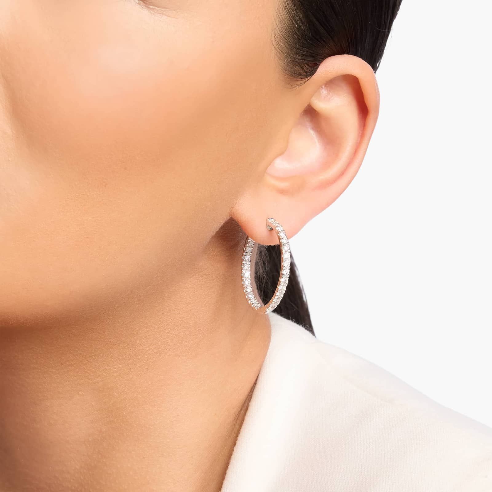 Riviera Diamond Inside Out Hoop Earrings in 14K White Gold (2 Ct. Tw.)