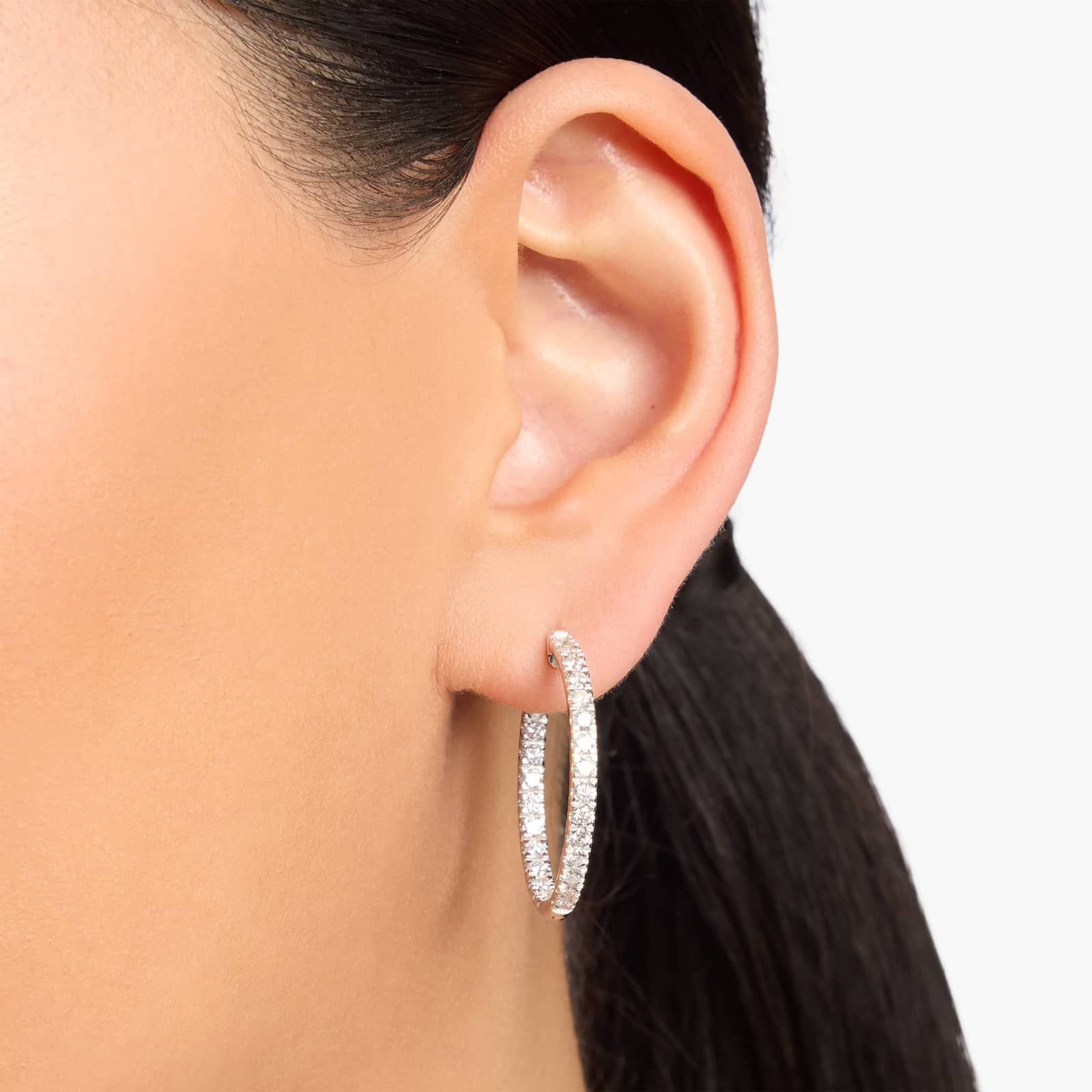 Riviera Diamond Inside Out Hoop Earrings in 14K White Gold (2 Ct. Tw.)