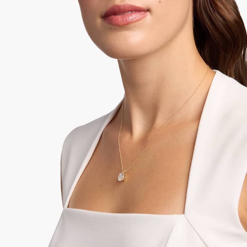 Four Prong Basket Solitaire Lab Grown Diamond Pendant  In 14K Yellow Gold (3 Ct. tw. - F-G / VS2-SI1)