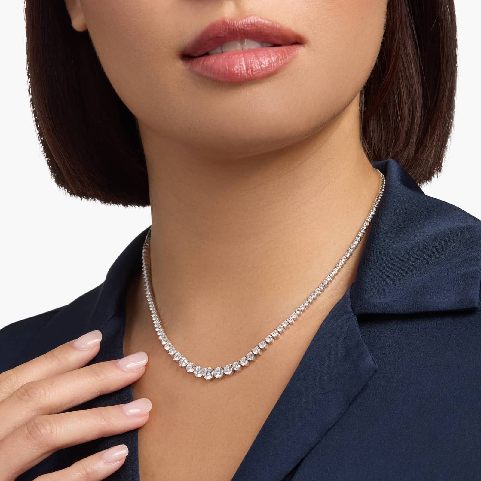 Diamond Two Prong Eternity Necklace in 14k White Gold (10 ct. tw.)