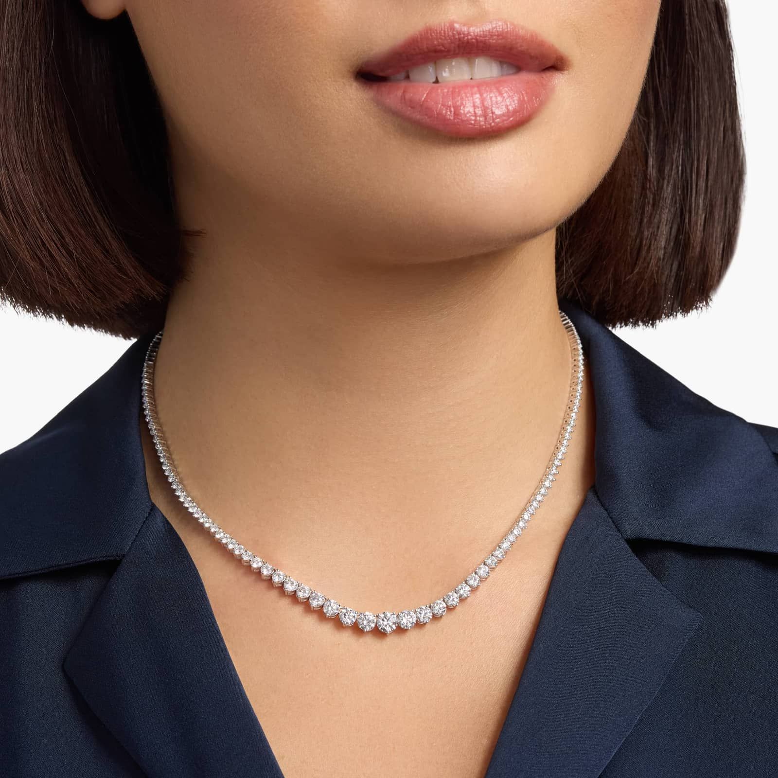 Diamond Two Prong Eternity Necklace in 14k White Gold (10 ct. tw.)