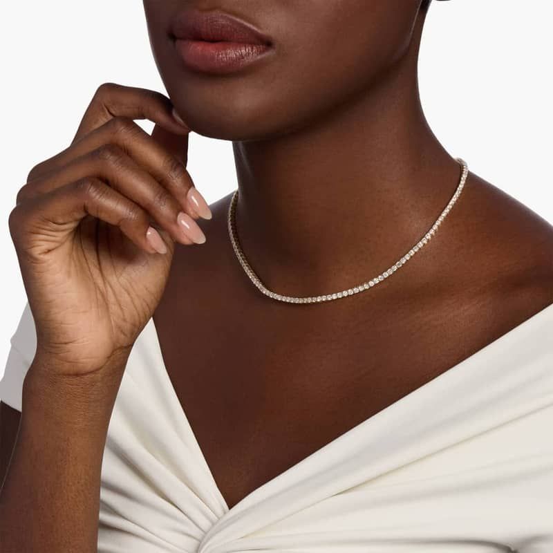 16 " Straight Lab-Grown Diamond Tennis Necklace In 14K Yellow Gold (7 Ct. tw. - F-G / VS2-SI1)
