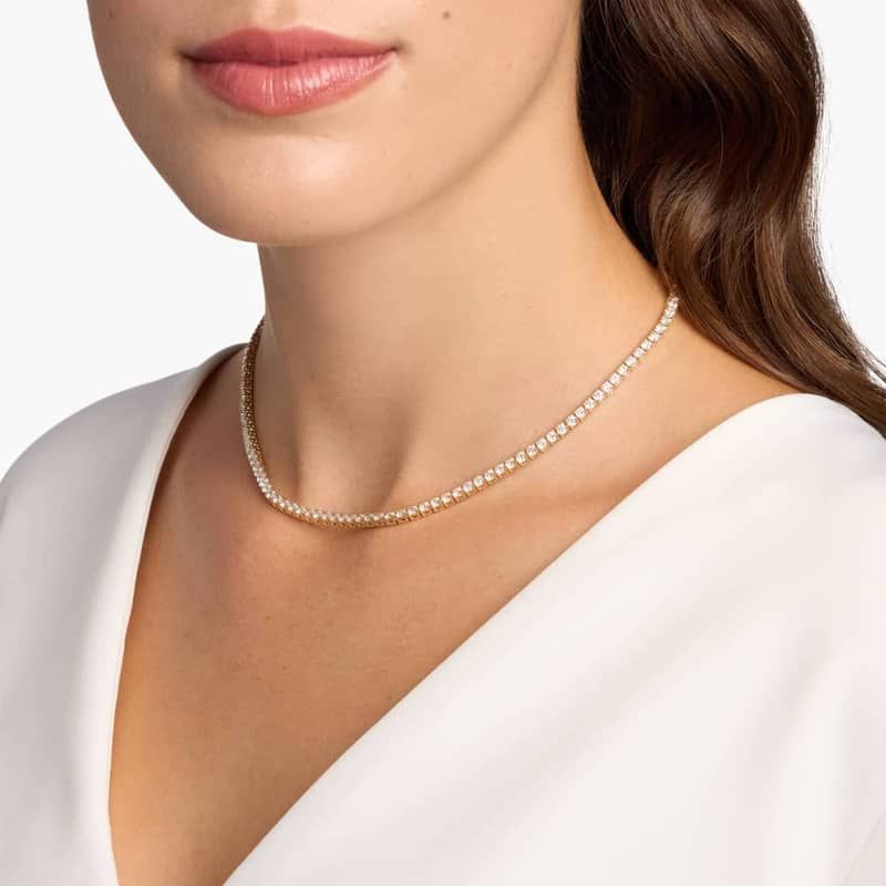 16 " Straight Lab-Grown Diamond Tennis Necklace In 14K Yellow Gold (10 Ct. tw. - F-G / VS2-SI1)