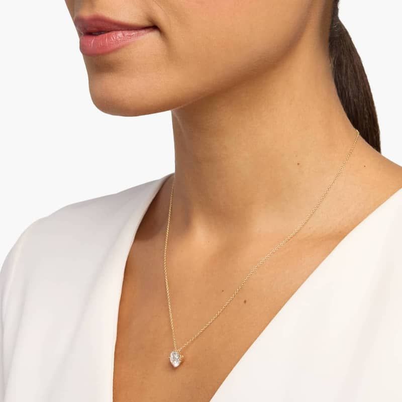 Kite Set Solitaire Lab Grown Diamond Pendant In 14K Yellow Gold (2 Ct. tw. - F-G / VS2-SI1)
