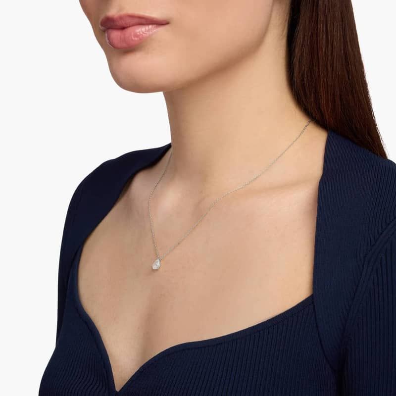 Point Up Pear Cut Diamond Solitaire Pendant In 14K White Gold (3/4 Ct. tw. - H-I / SI1-SI2)