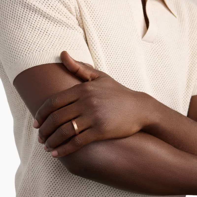 Brushed Inlay Wedding Ring in 14k Rose Gold (4mm)