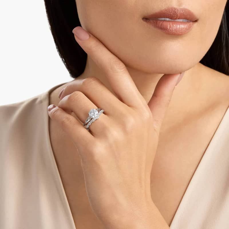 Crescendo Curved Lab-Grown Diamond Wedding Ring in 14k White Gold (1/2 ct. tw.)
