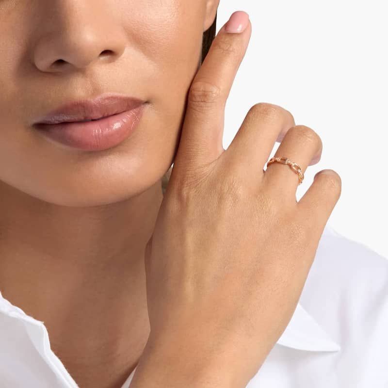 Diamond Link Fashion Ring in 14k Rose Gold