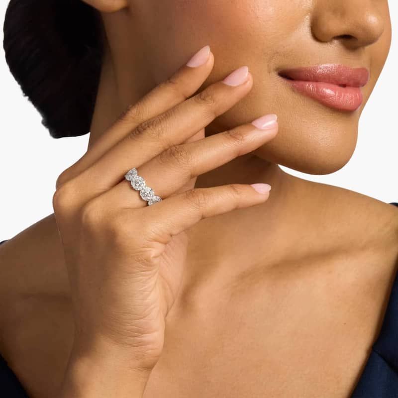 Mixed Marquise and Round Floral Eternity Ring in Platinum (3 ct. tw.)