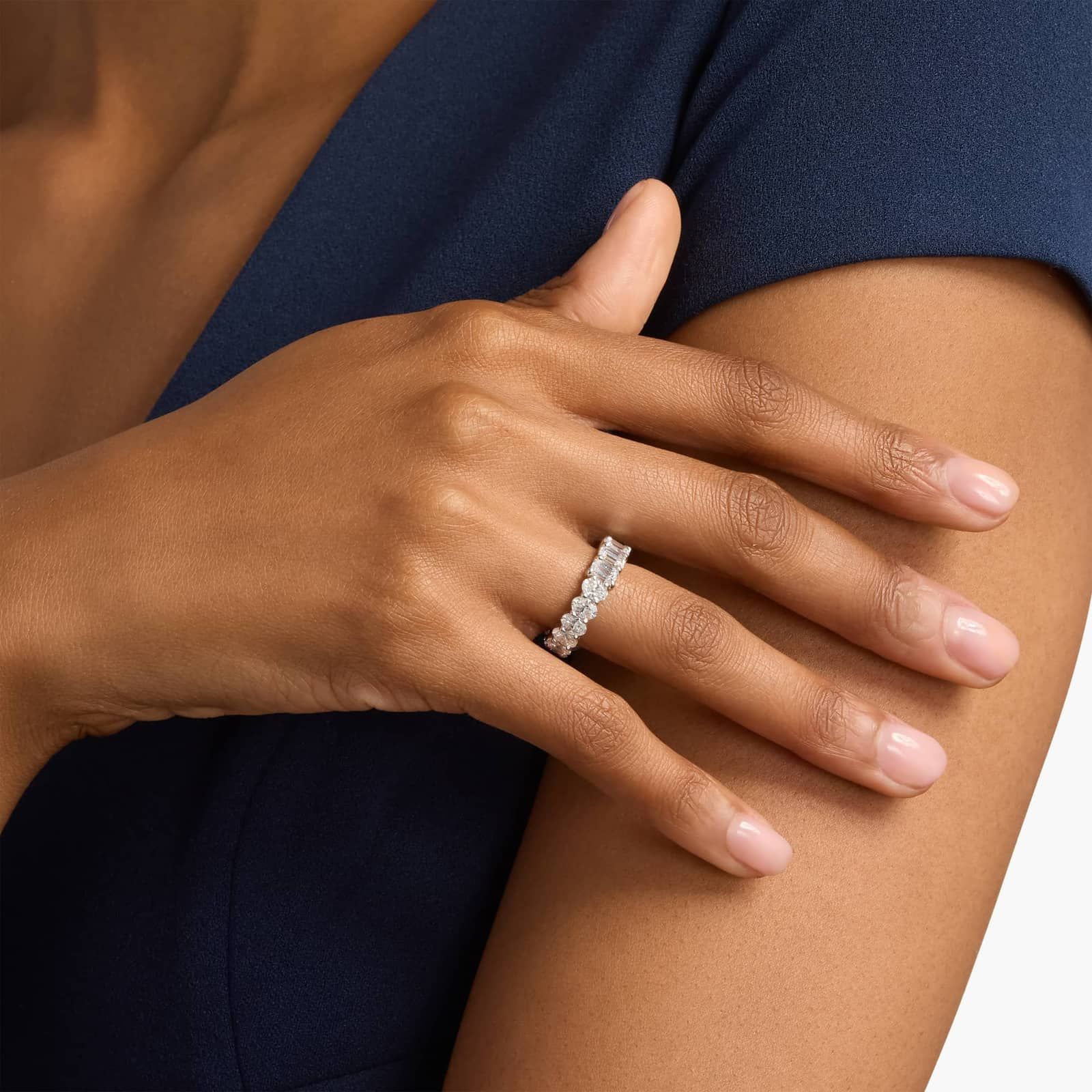 Oval and Emerald Diamond Eternity Ring in Platinum (5 ct. tw.)