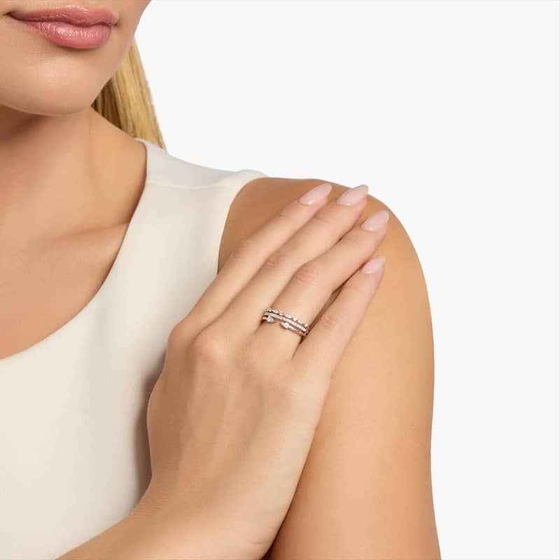 Open Stacked Diamond Ring in 14k Rose Gold (1/3 ct. tw.)
