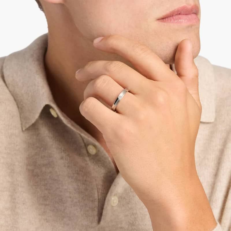 Men's Princess-Cut Solitaire Diamond Step Ring in Platinum (.06 ct. tw.)