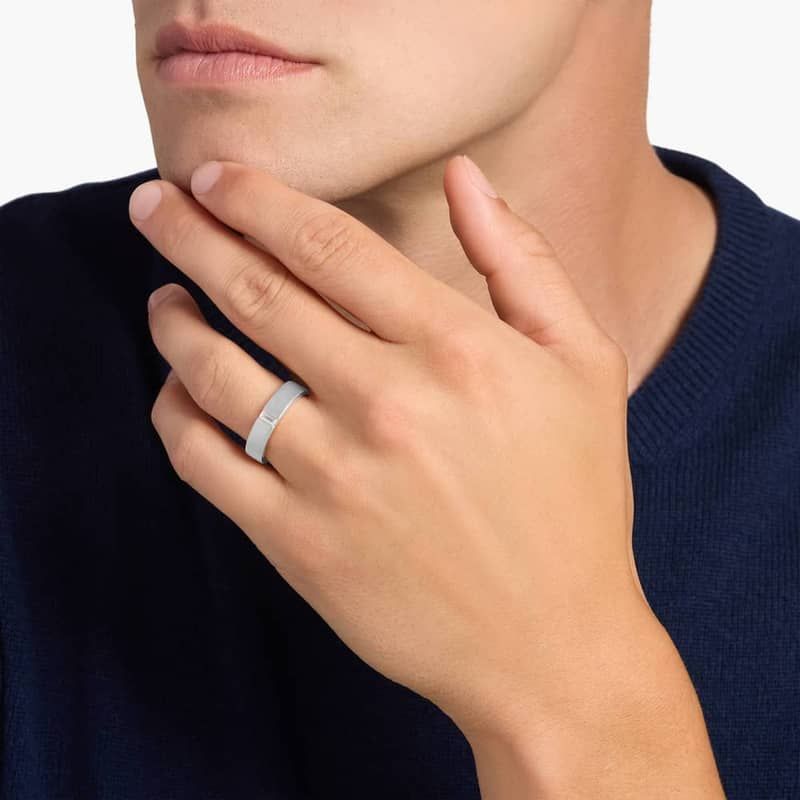 Men's Black Diamond Pavé Wedding Ring with Black Rhodium in Platinum (1/5 ct. tw.)