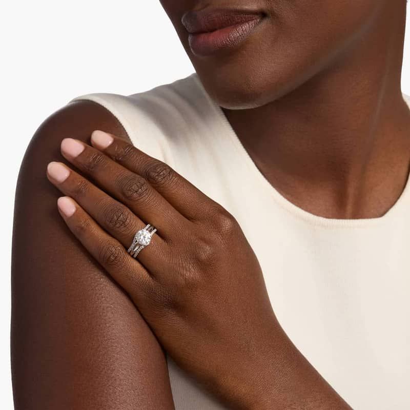 Curved Baguette and Round Diamond Ring Insert in Platinum (3/8 ct. tw.)