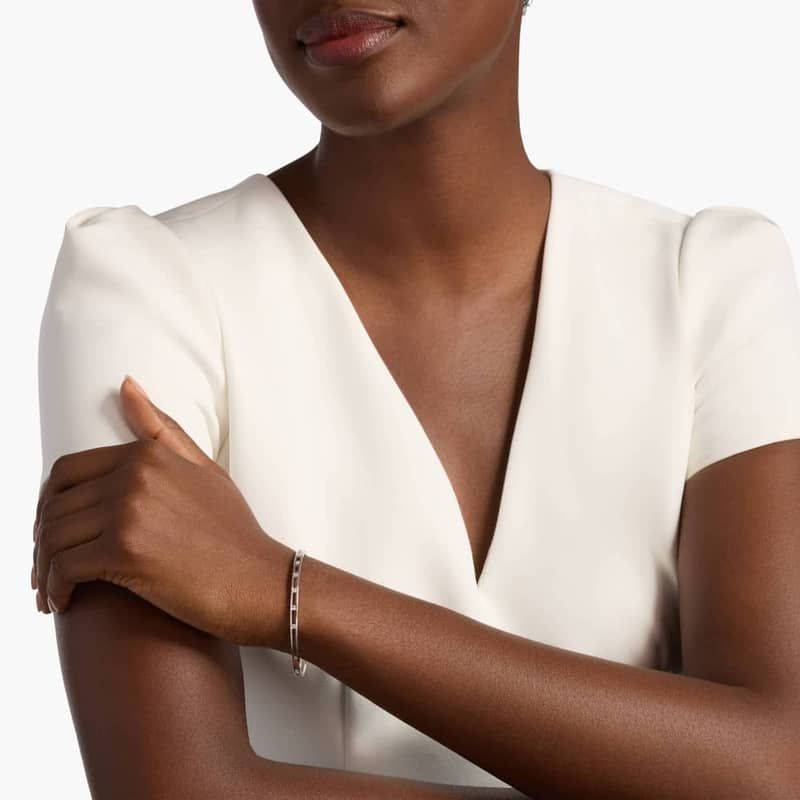 Diamond Station Bangle Bracelet in 14k White Gold (1/4 ct. tw.)