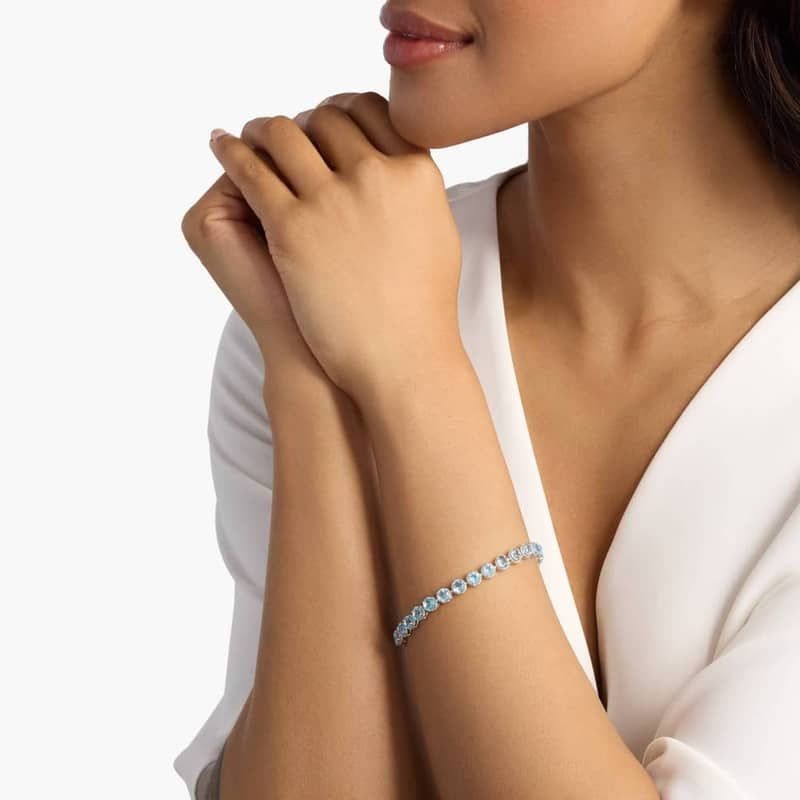 Sky Blue Topaz Round Rope Bracelet in Sterling Silver (5mm)