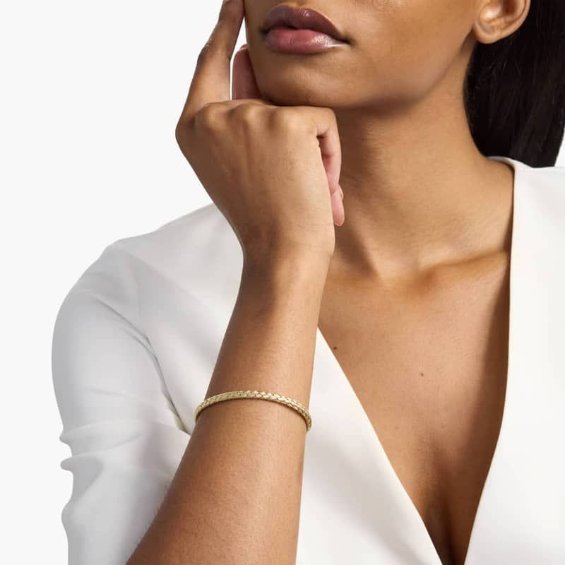 7.25" Basket Weave Bangle in 14k Yellow Gold (5 mm)