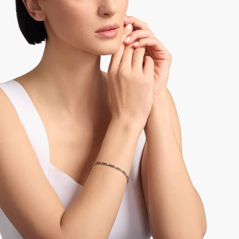 Alternating Sapphire and Diamond Bracelet in 14k White Gold