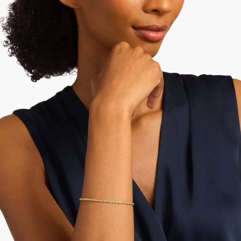 7" Rope Chain Bracelet in 14k Yellow Gold (2.5 mm)