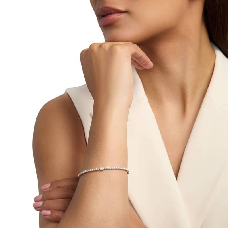 Diamond Tennis Bracelet with Oval Diamond Accent in 14k White Gold (3 ct. tw.)