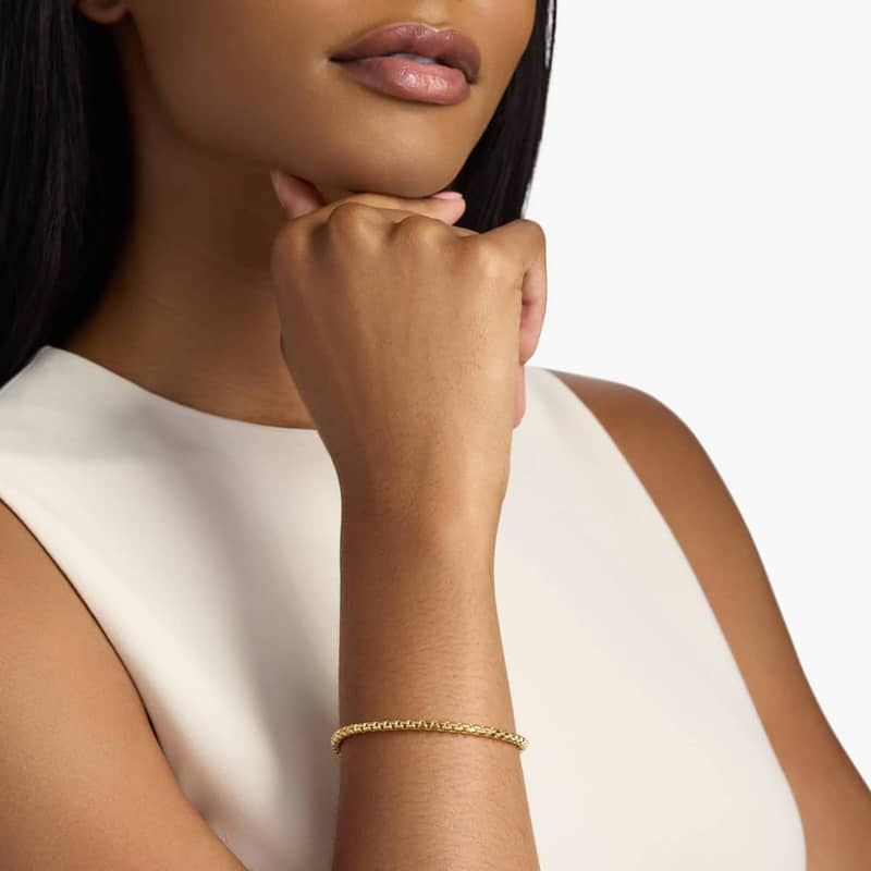 7" Semi-Solid Round Box Chain Bracelet in 14k Yellow Gold (3.6 mm)