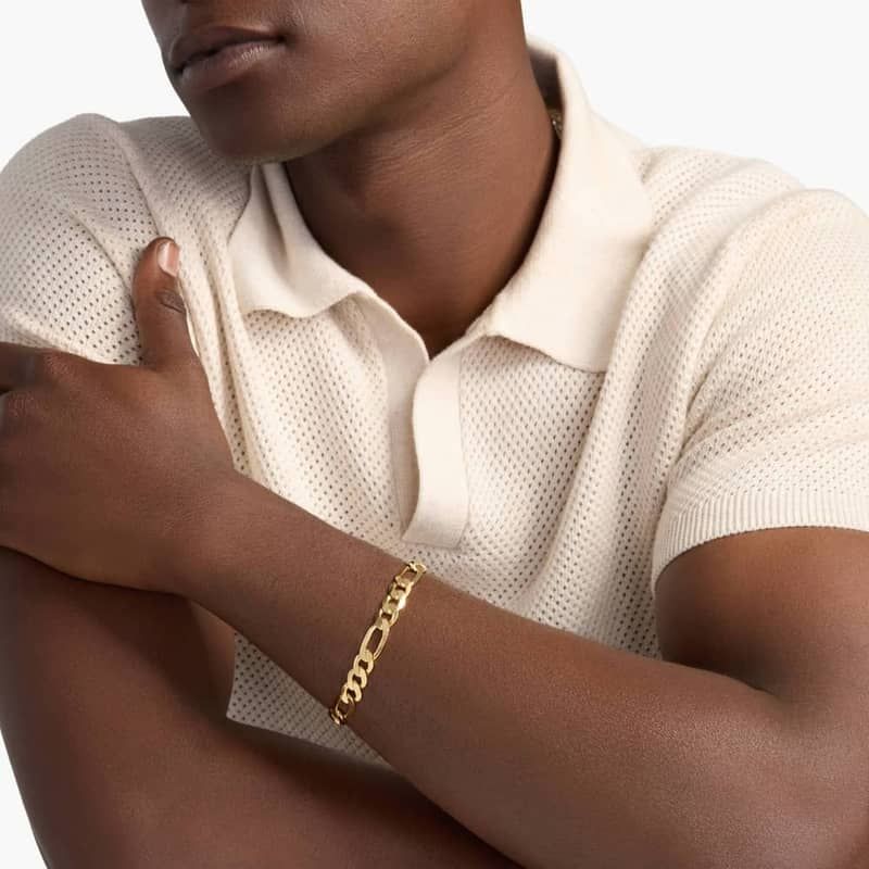 8" Flat Figaro Chain Bracelet in 14k Yellow Gold (8.75 mm)