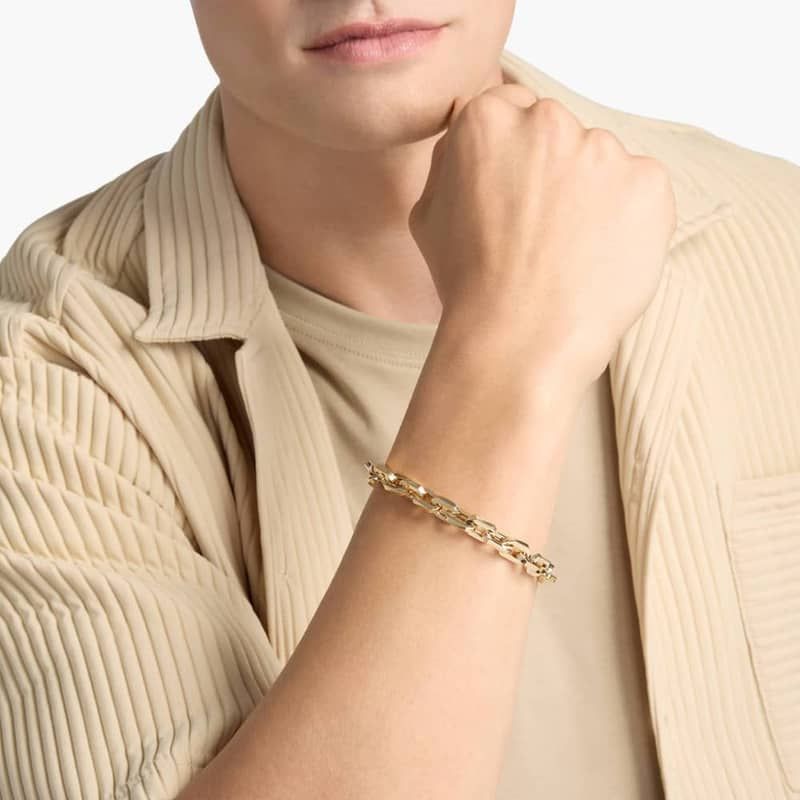 8.5" Men's Large Faceted Bracelet in 14k Yellow Gold (8.7 mm)