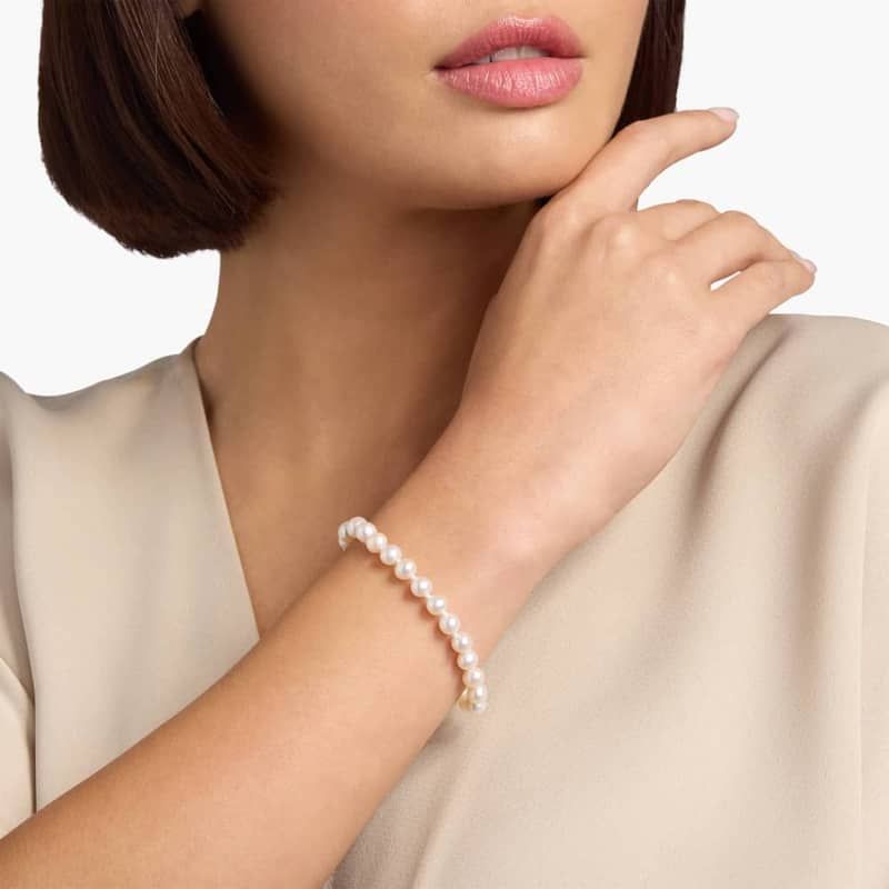 6.5" Freshwater Cultured Pearl Bracelet in 14k White Gold (6-6.5mm)