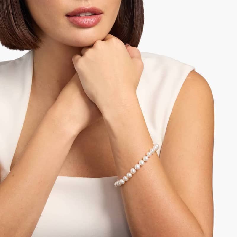 7.5" Freshwater Cultured Pearl Bracelet in 14k White Gold (7.0-7.5mm)