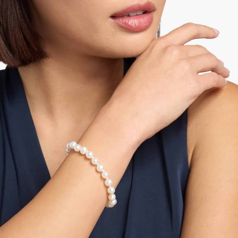 7" Freshwater Cultured Pearl Bracelet in 14k Yellow Gold (7.0-7.5mm)
