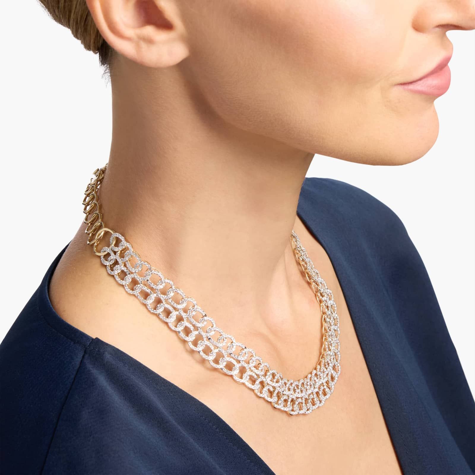 Interlocking Diamond Link Statement Necklace in 14k Yellow Gold (12 Ct. Tw.)